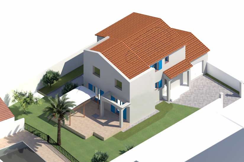 Vue 3d du projet d'agrandissement de la maison OP